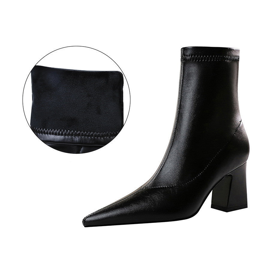 City Lift ankle boots for women with 7 cm heel and PU leather finish – black
