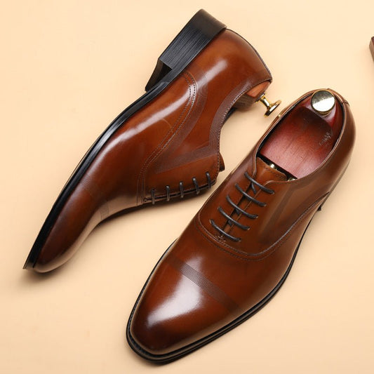Menβs British Business Formal Leather Shoes β Classic Oxford Design for Work & Events - CasualFlowshop