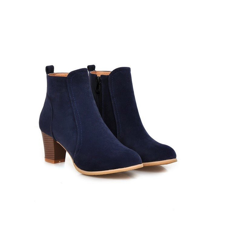 Women's Mid - Heel Martin Boots - Stylish Thick - Heeled Short Boots - CasualFlowshop
