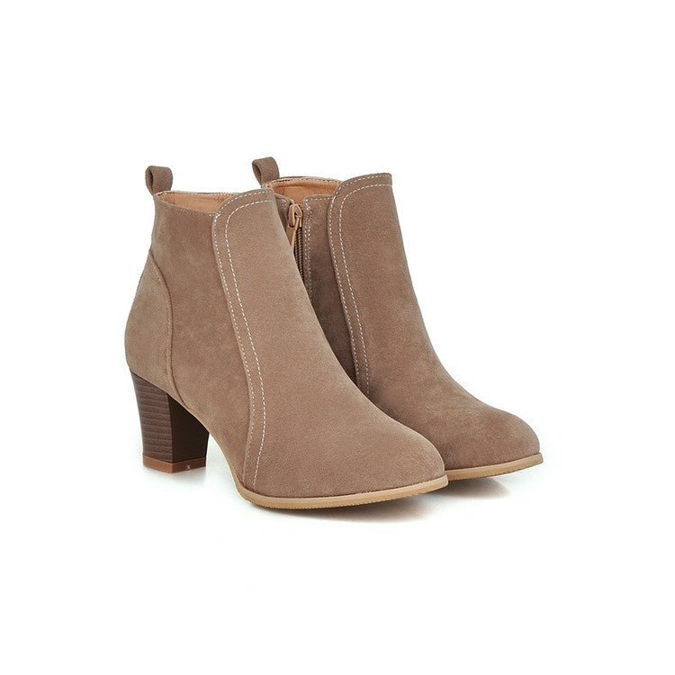 Women's Mid - Heel Martin Boots - Stylish Thick - Heeled Short Boots - CasualFlowshop