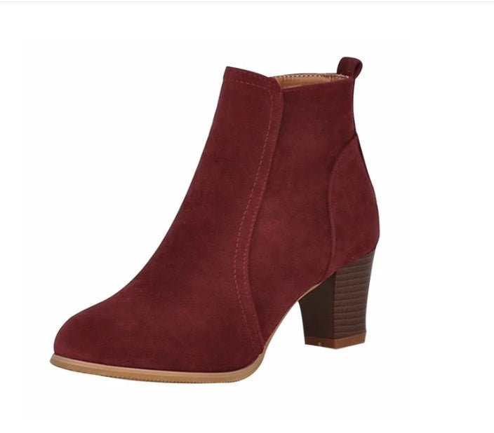 Women's Mid - Heel Martin Boots - Stylish Thick - Heeled Short Boots - CasualFlowshop