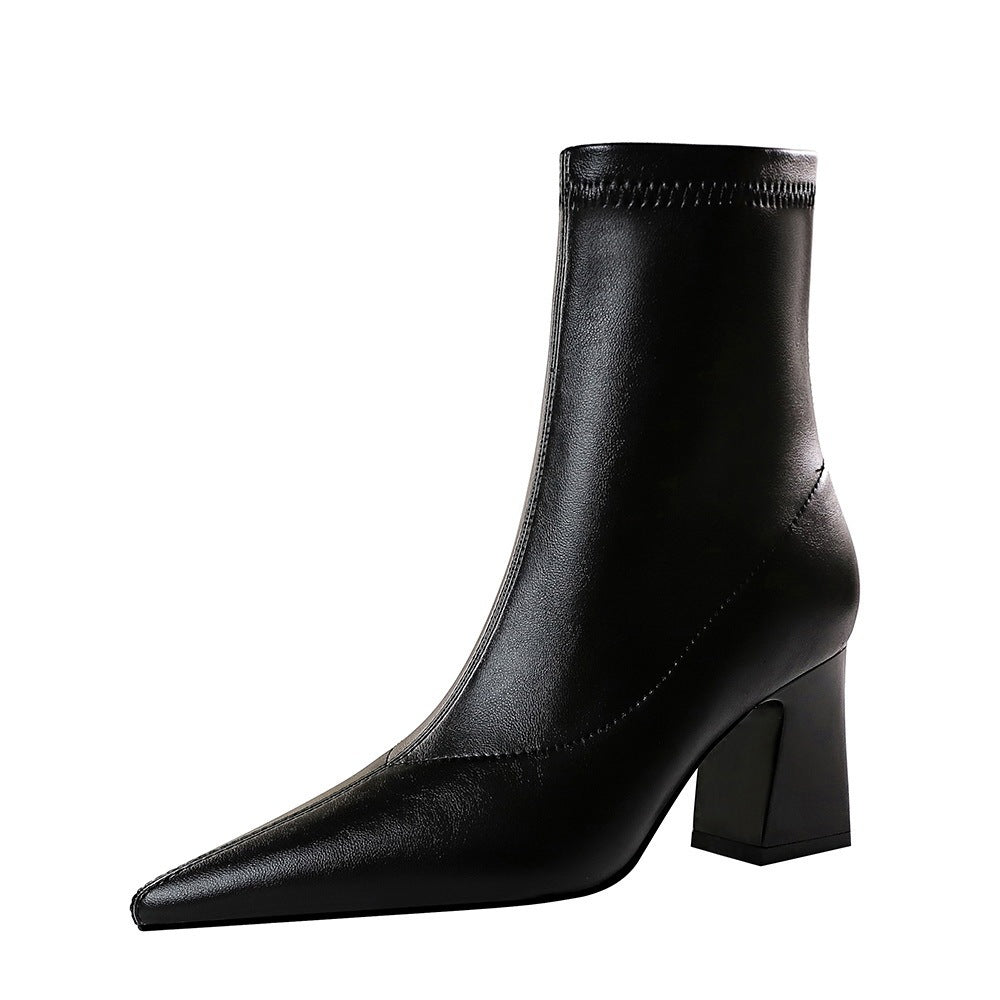 City Lift ankle boots for women with 7 cm heel and PU leather finish – black