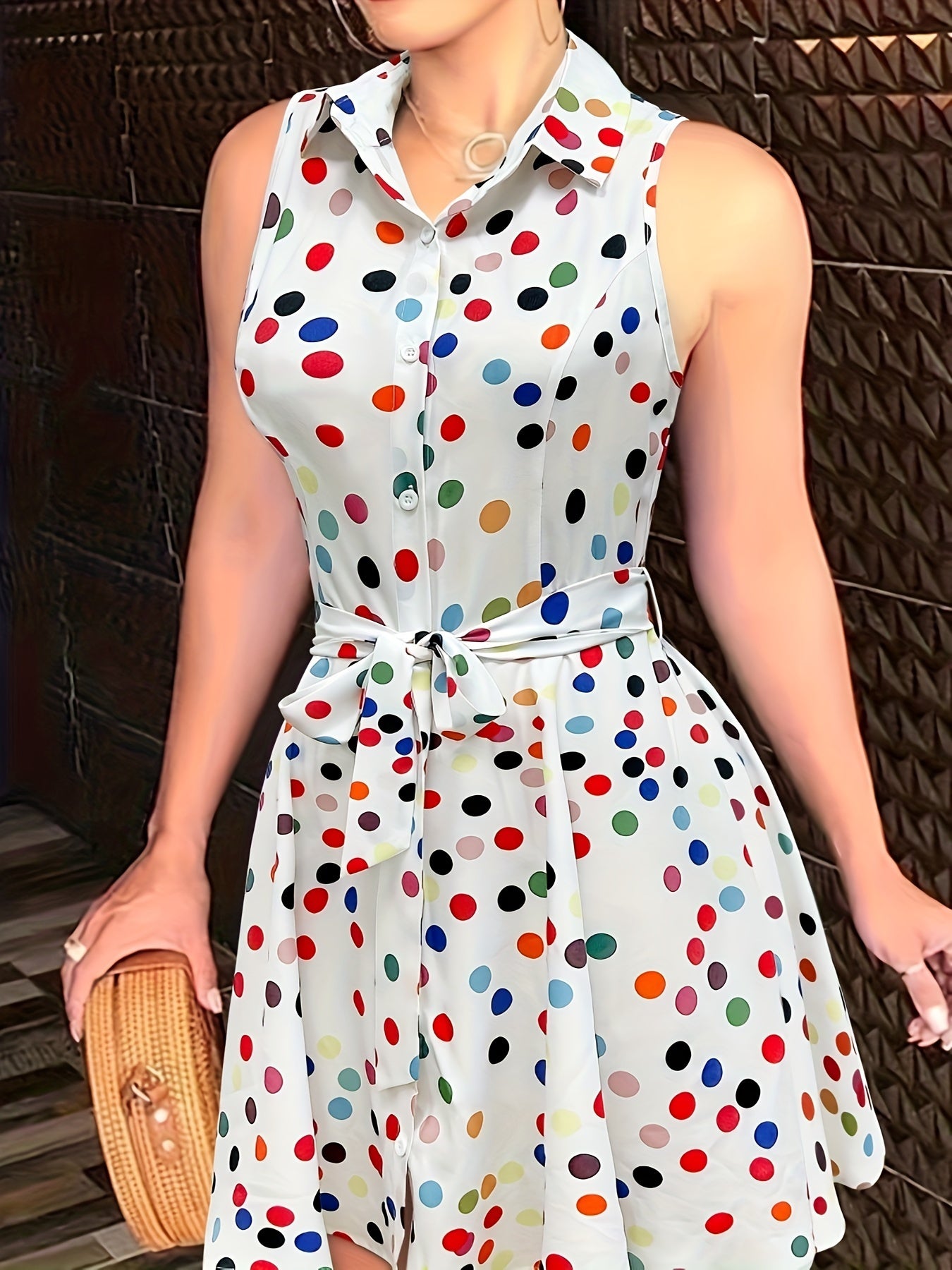 Stylish Abstract Sleeveless Dress with Tie-waist - Chic Semi-Sheer Summer Fashion for Women - CasualFlowshop
