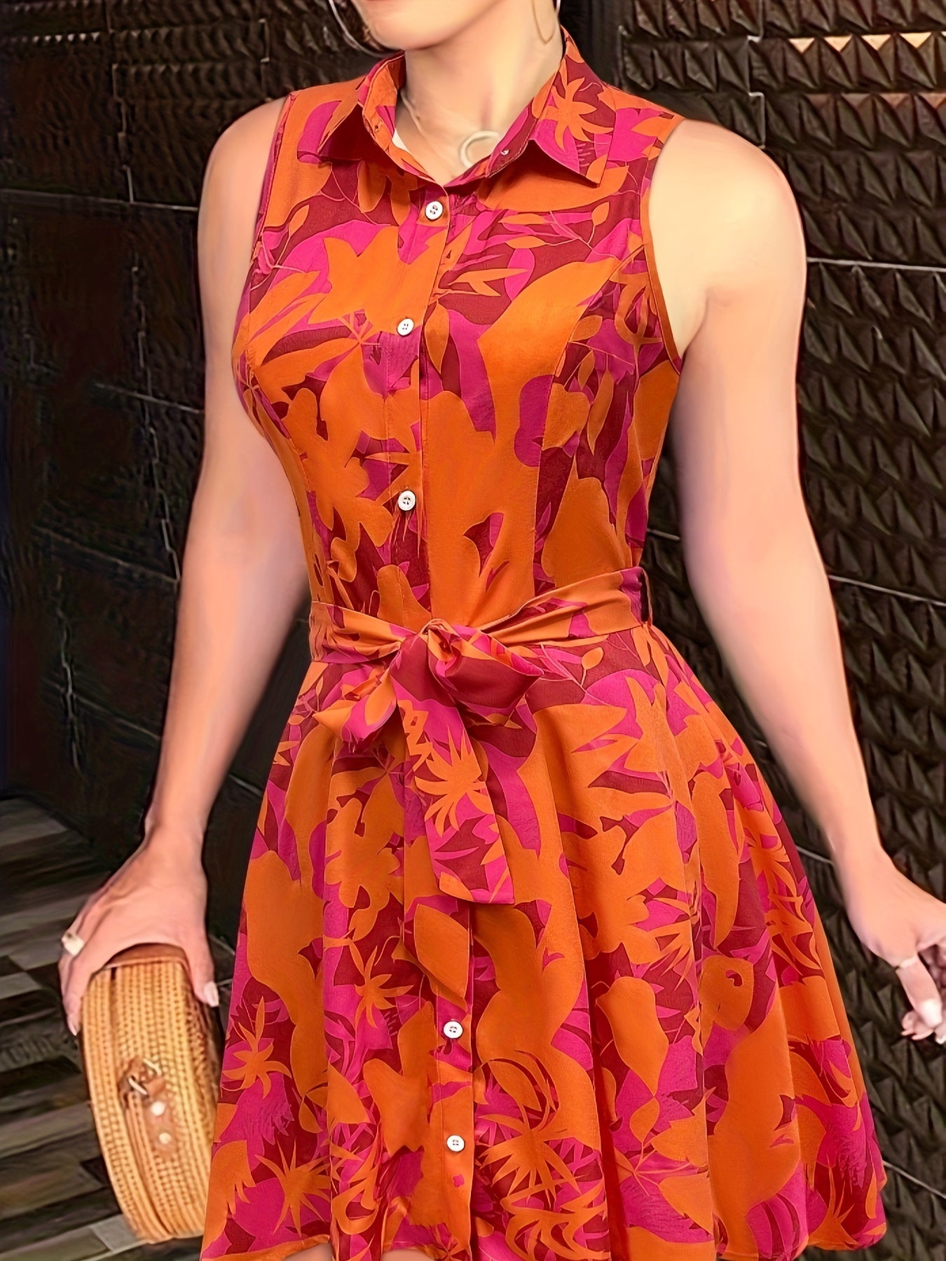 Stylish Abstract Sleeveless Dress with Tie-waist - Chic Semi-Sheer Summer Fashion for Women - CasualFlowshop