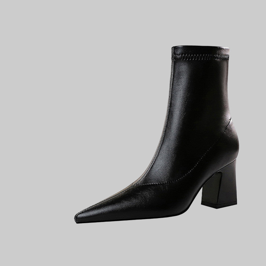 City Lift ankle boots for women with 7 cm heel and PU leather finish β black
