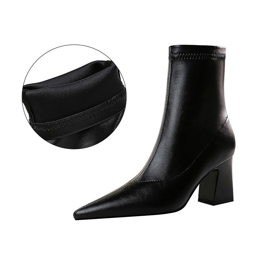 City Lift ankle boots for women with 7 cm heel and PU leather finish – black