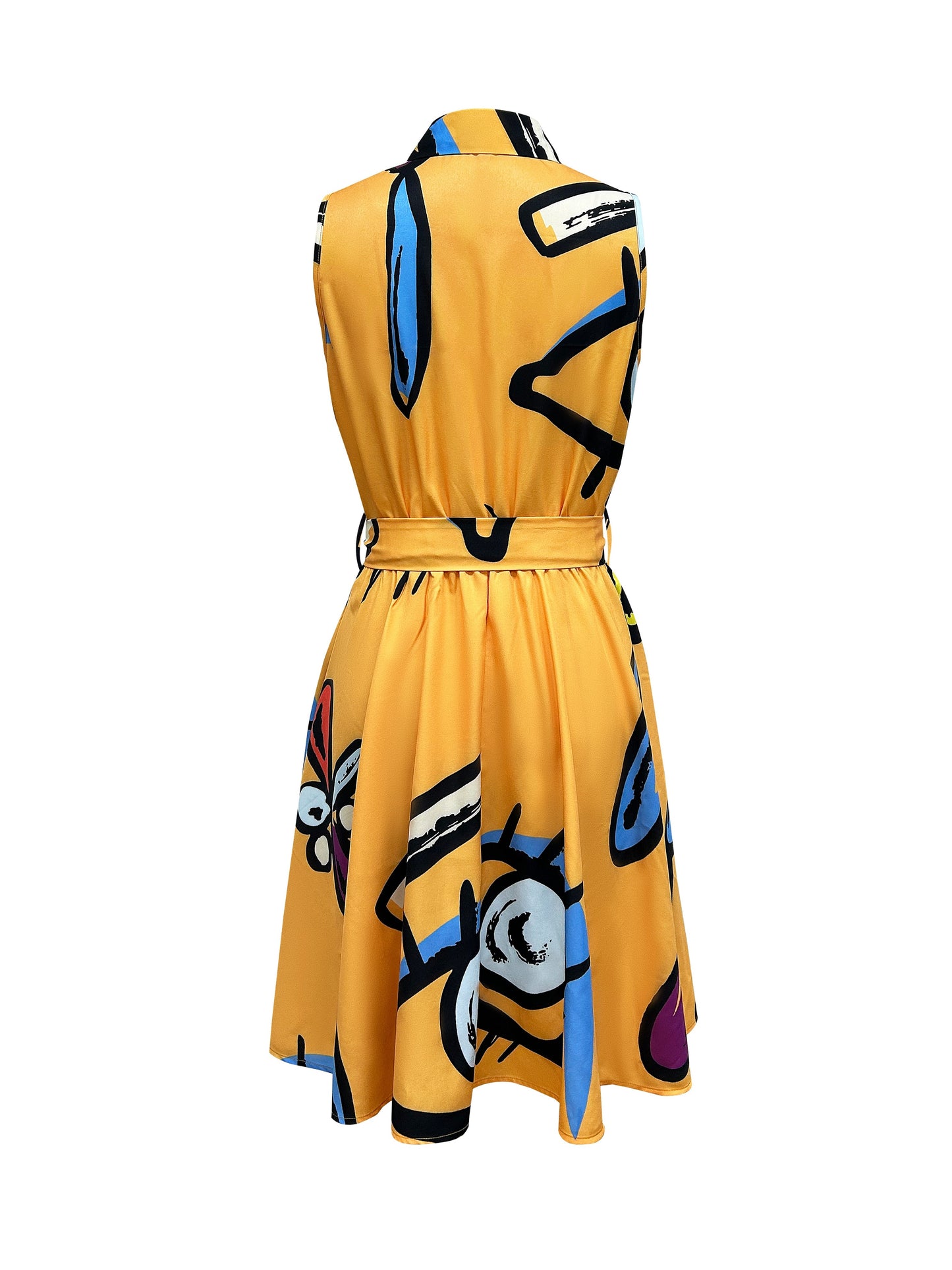 Stylish Abstract Sleeveless Dress with Tie-waist - Chic Semi-Sheer Summer Fashion for Women - CasualFlowshop