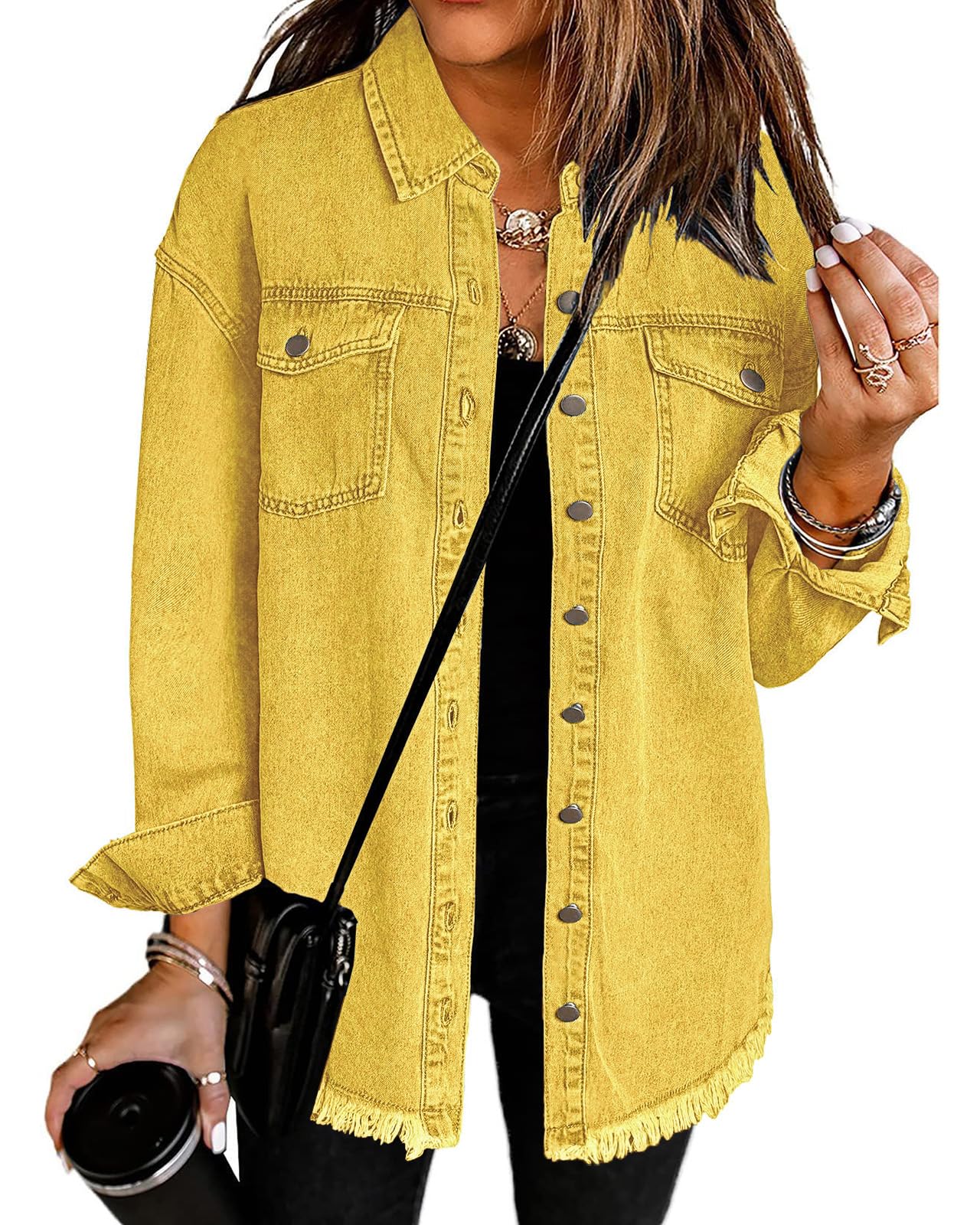 Women’s Casual Oversized Denim Shacket with Pockets – Fast Delivery - CasualFlowshop