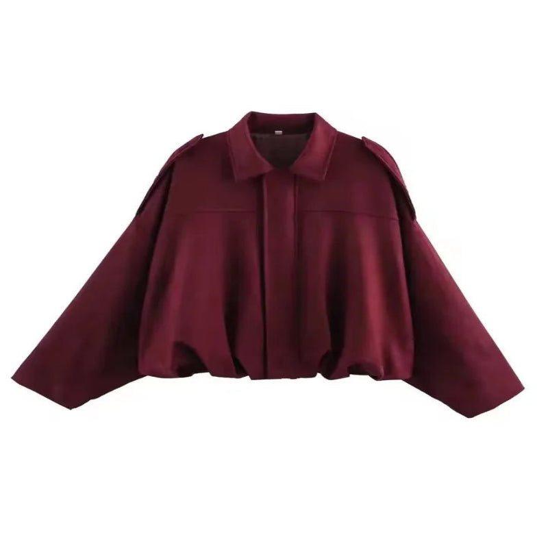 Women’s Oversized Suede Bomber – Trendy Green Jacket for Autumn & Winter - CasualFlowshop