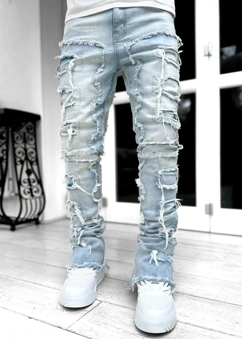 Men's Creative Tassel Straight Leg Jeans - CasualFlowshop