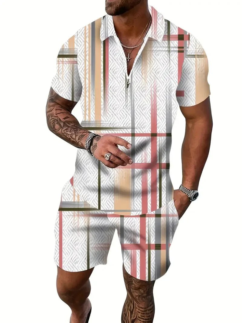 Men's Casual Beach Shorts Set – Lightweight 2 - Piece Outfit for Summer Comfort and Style - CasualFlowshop