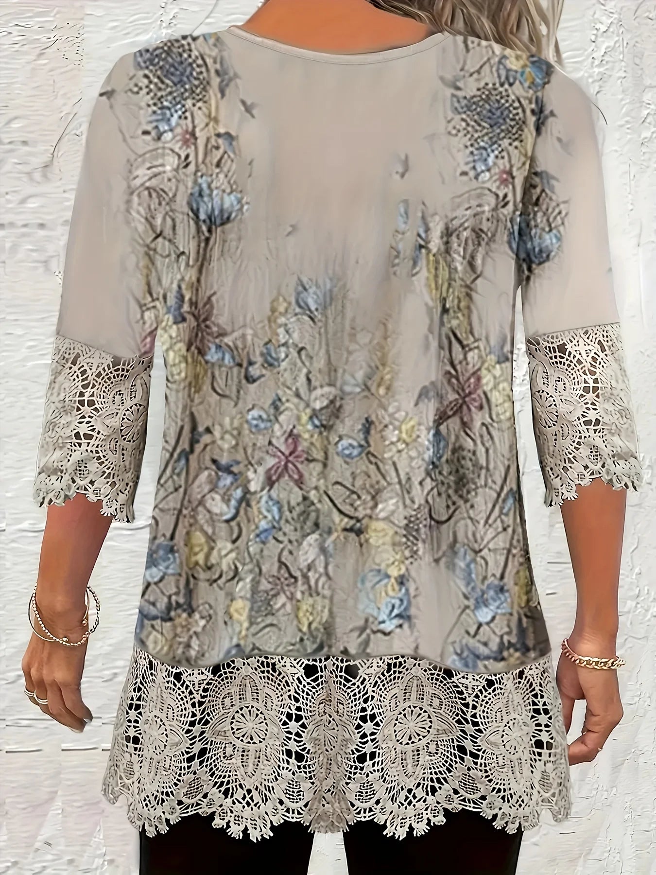 CasualFlowshop Boho Floral Lace Blouse - Dreamy V - Neck Top - CasualFlowshop