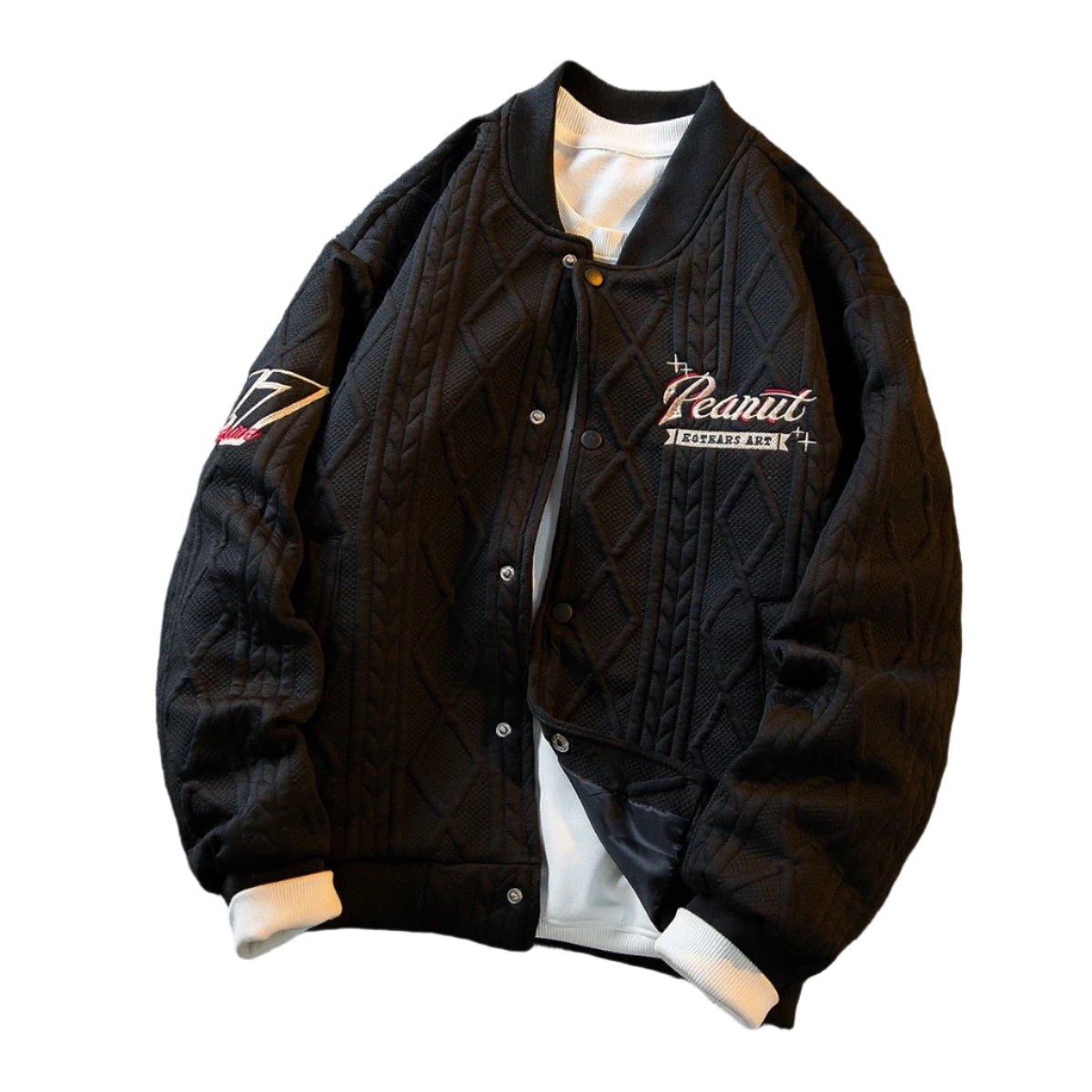 Kinder college varsity jacket in navy and white for kids - Casualflowshop