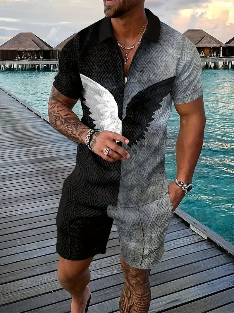 Men's Casual Beach Shorts Set – Lightweight 2 - Piece Outfit for Summer Comfort and Style - CasualFlowshop