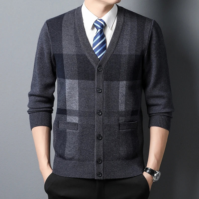 Autumn Fashion: 2024 Men's Knitted V-neck Sweater - Art in Attire-CasualFlowshop 