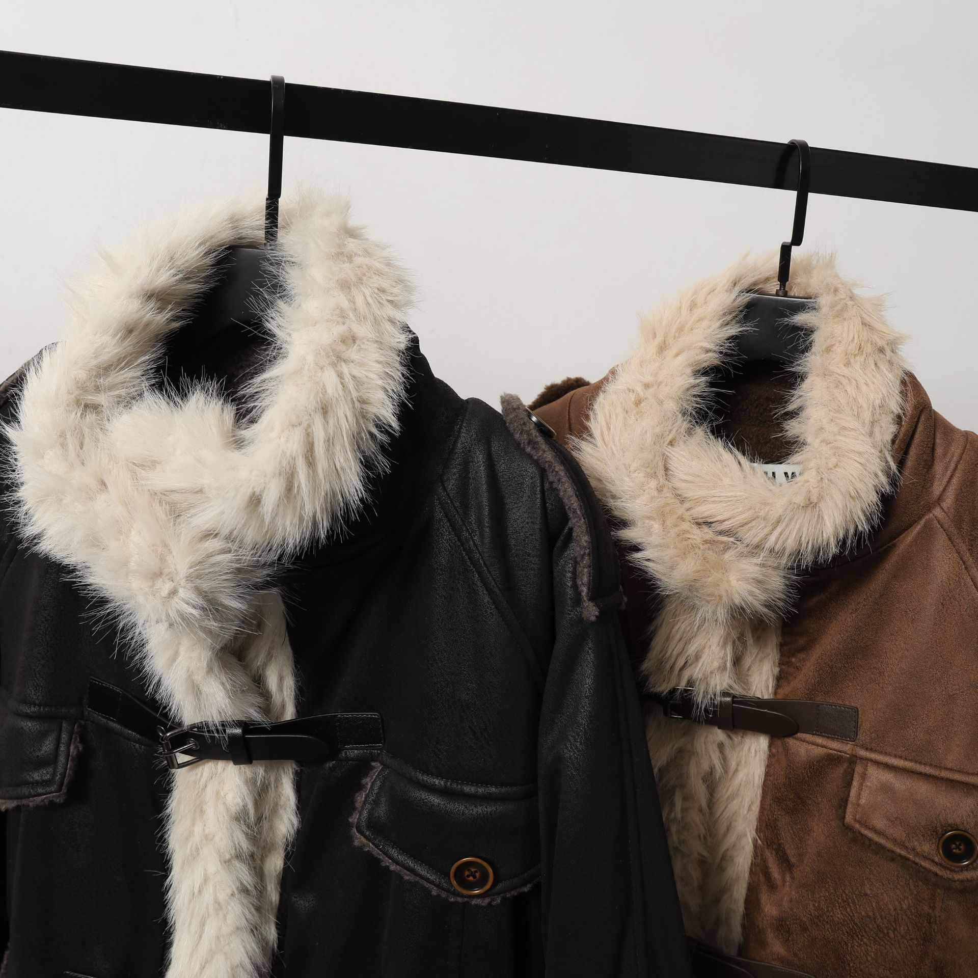 Elegant Women's Shearling Leather and Wool Coat with cozy shearling lining, tailored fit, and premium materials for winter