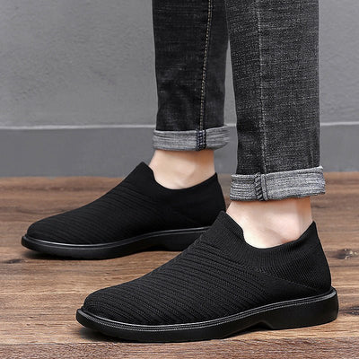 Men’s Black Mesh Slip-On Shoes – Breathable & Casual