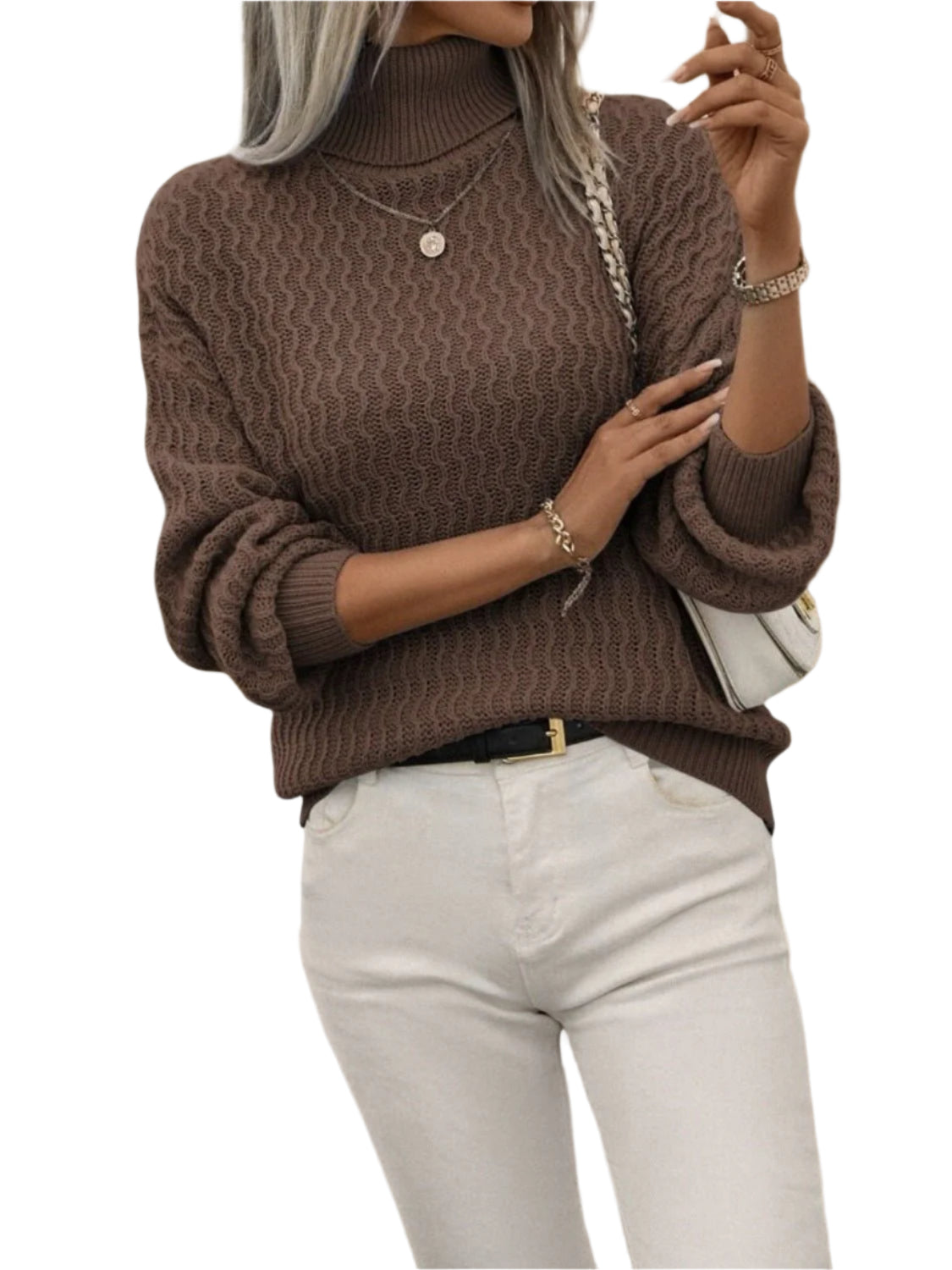 Women’s Turtleneck Thick Needle Sweater - Casualflowshop