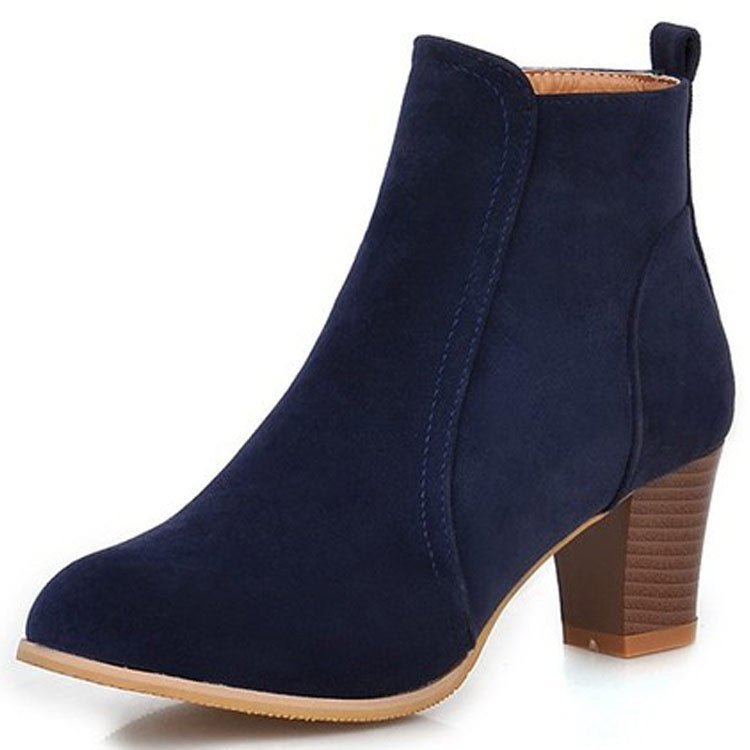 Women's Mid - Heel Martin Boots - Stylish Thick - Heeled Short Boots - CasualFlowshop