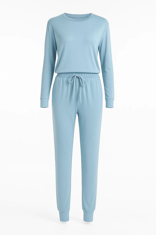 Light blue pajama set on a white background