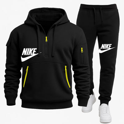 Men's Casual Jogger Sportswear Set – Multi-Pocket Hoodie & Sweatpants