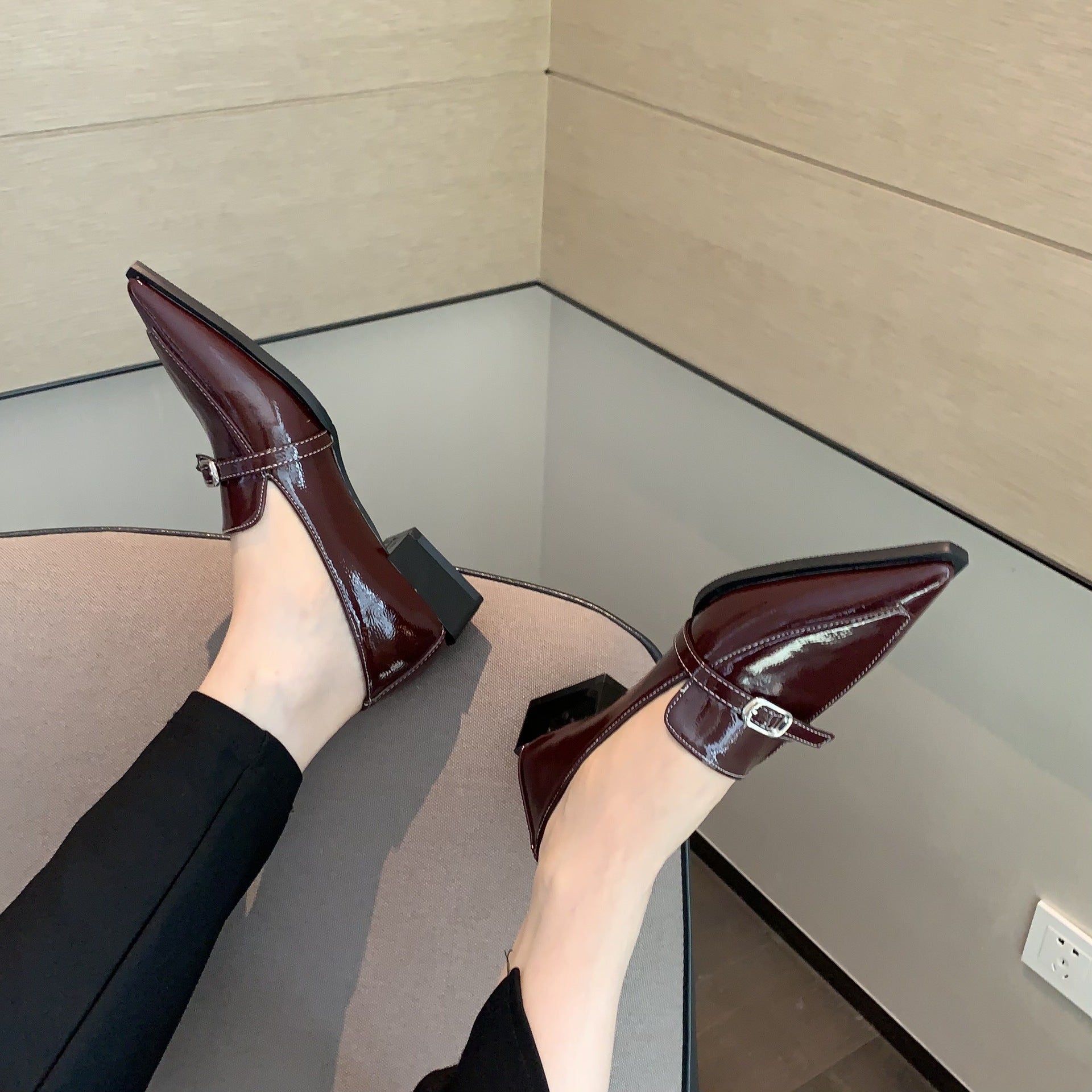 Stylish Chunky Heel Pointed Toe Shoes - CasualFlowshop