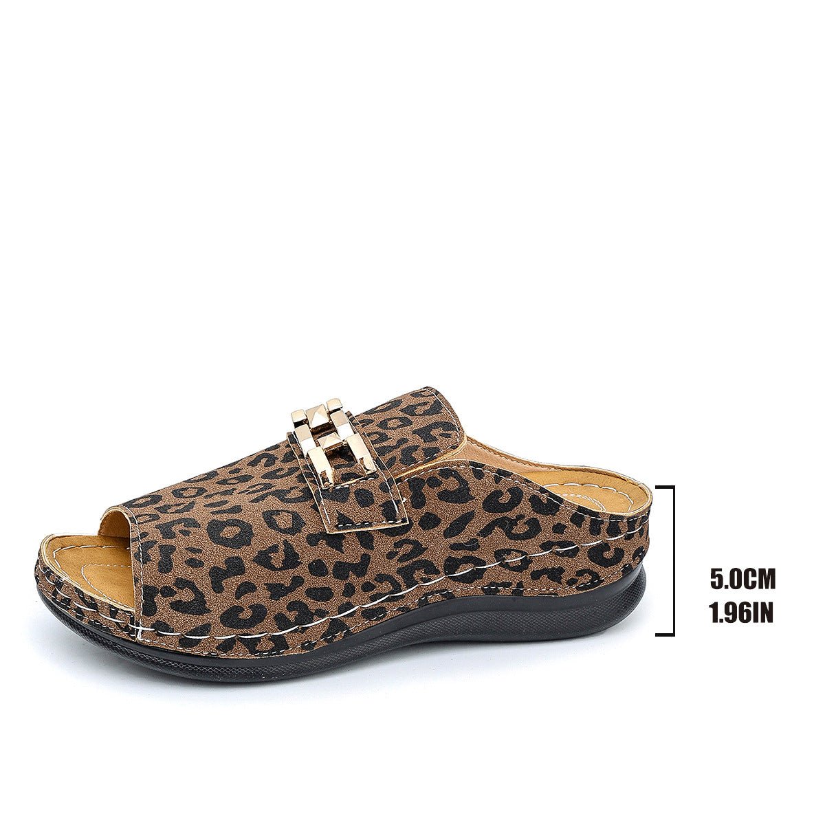 Leopard Print Wedge Slippers – Plus Size Beach Comfort - CasualFlowshop