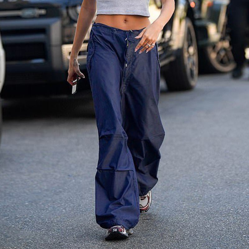 Women Vintage Street Cargo Jeans Casual Wide Leg Pants - CasualFlowshop
