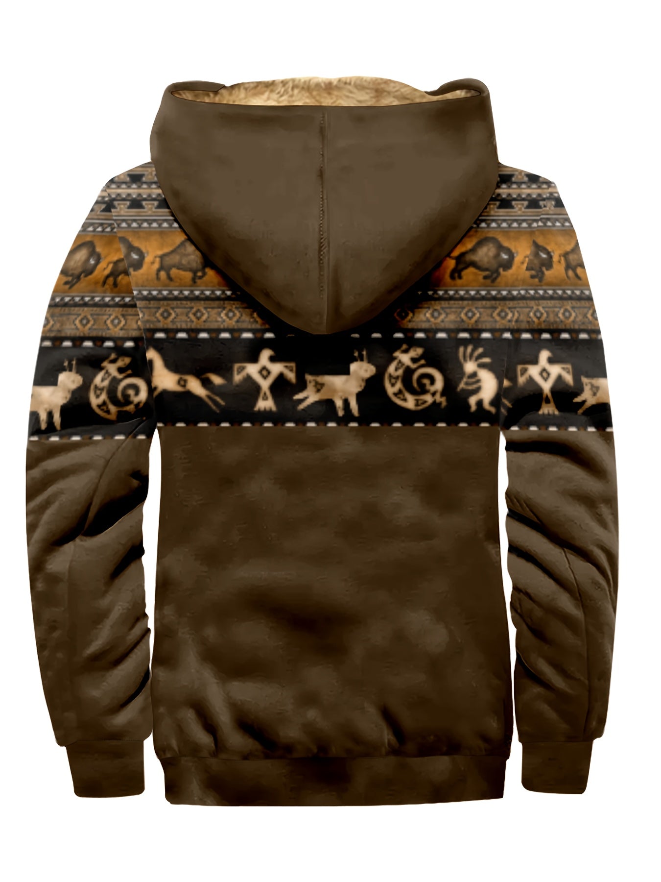 Men's Random Print Hooded Polyester Coat for Fall & Winter (Item ID: XG31763) - Art in Attire, Men's Coats-CasualFlowshop 