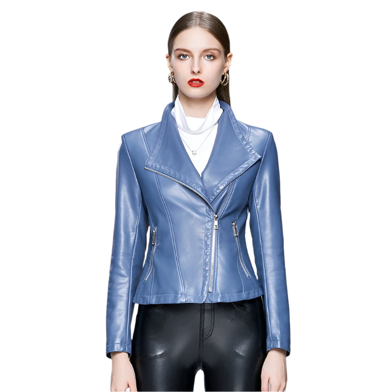 Women's Slimming Leather Jacket – Sleek & Stylish Slim Fit Design - CasualFlowshop