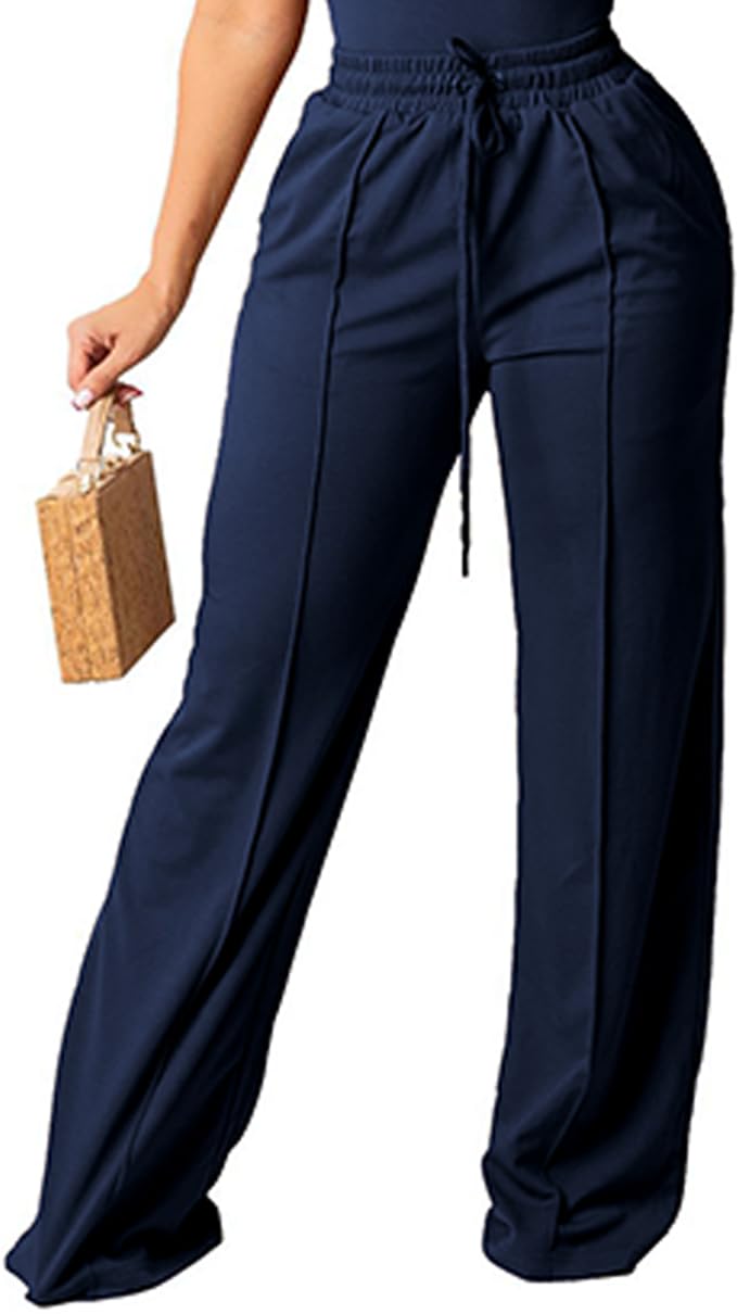 High Waisted Wide Leg Pants – Elastic Waist Lounge Style - CasualFlowshop