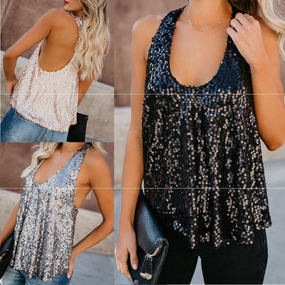 Chaleco camisola con lentejuelas para mujer