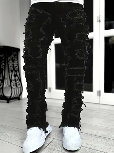Pantalones vaqueros rectos con borlas creativas para hombre: estilo único y comodidad en cada paso