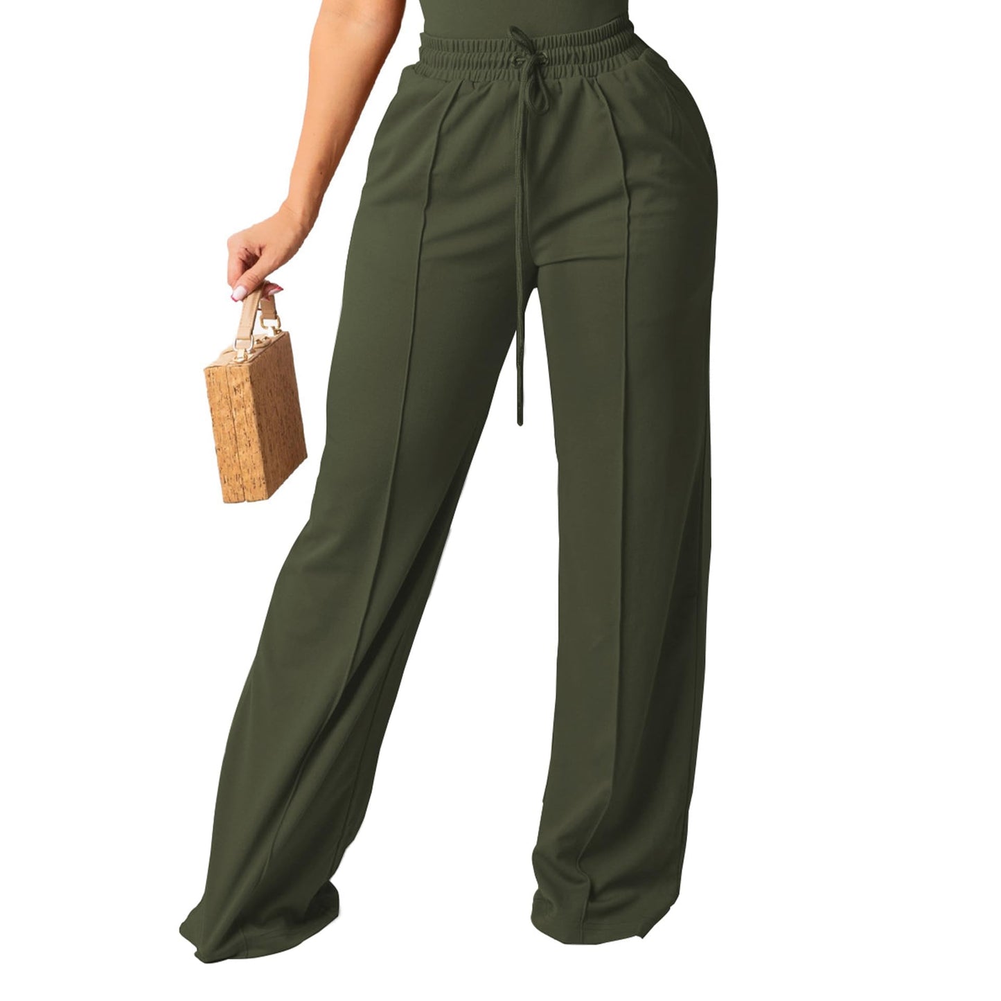 High Waisted Wide Leg Pants – Elastic Waist Lounge Style - CasualFlowshop