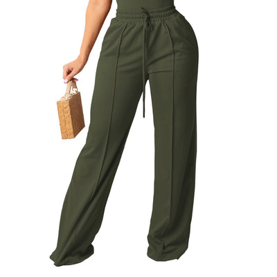High Waisted Wide Leg Pants – Elastic Waist Lounge Style