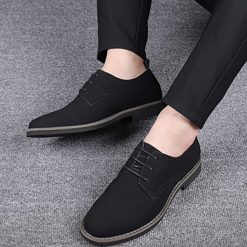 Classic Men's Faux Suede Derby Shoes for Formal and Business Occasions - Men's Shoes-CasualFlowshop 