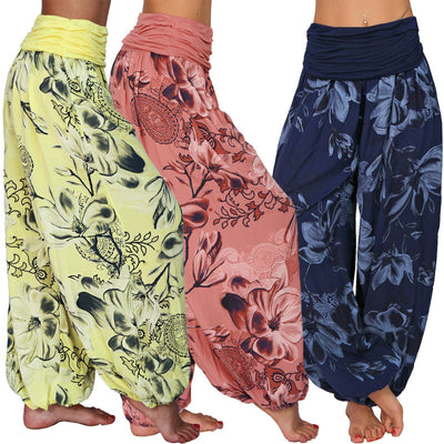 Pantalones harén florales de CasualFlowshop: estilo bohemio con cintura plegable
