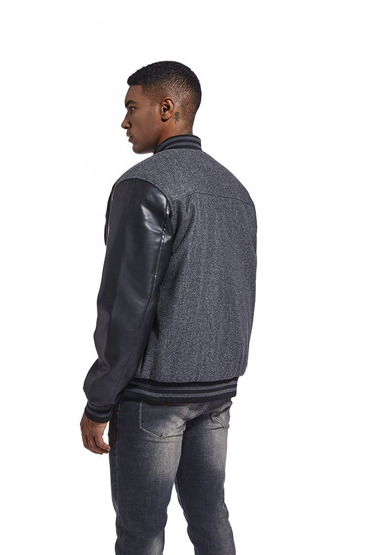 American Baseball Jacket with casual embroidery stitching, ribbed cuffs, and classic design in multiple colors.