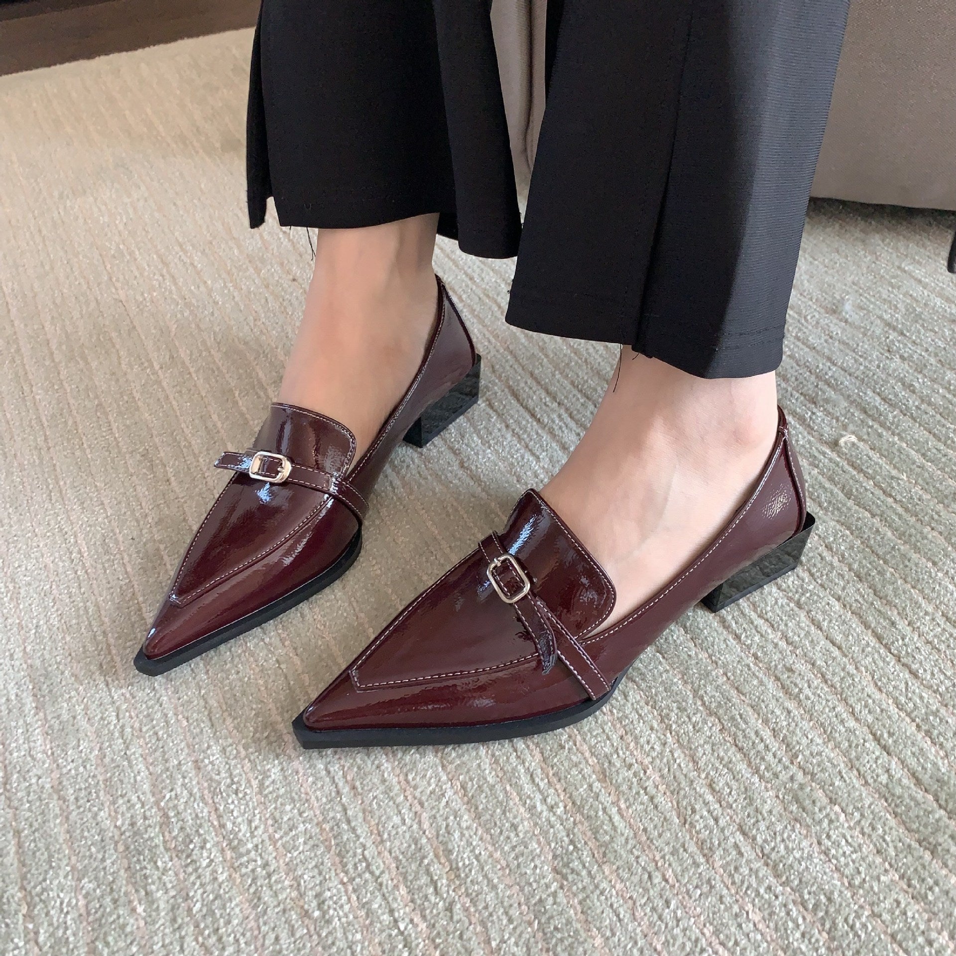 Stylish Chunky Heel Pointed Toe Shoes - CasualFlowshop