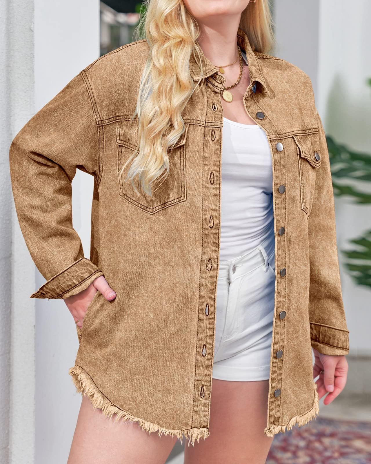 Women’s Casual Oversized Denim Shacket with Pockets – Fast Delivery - CasualFlowshop