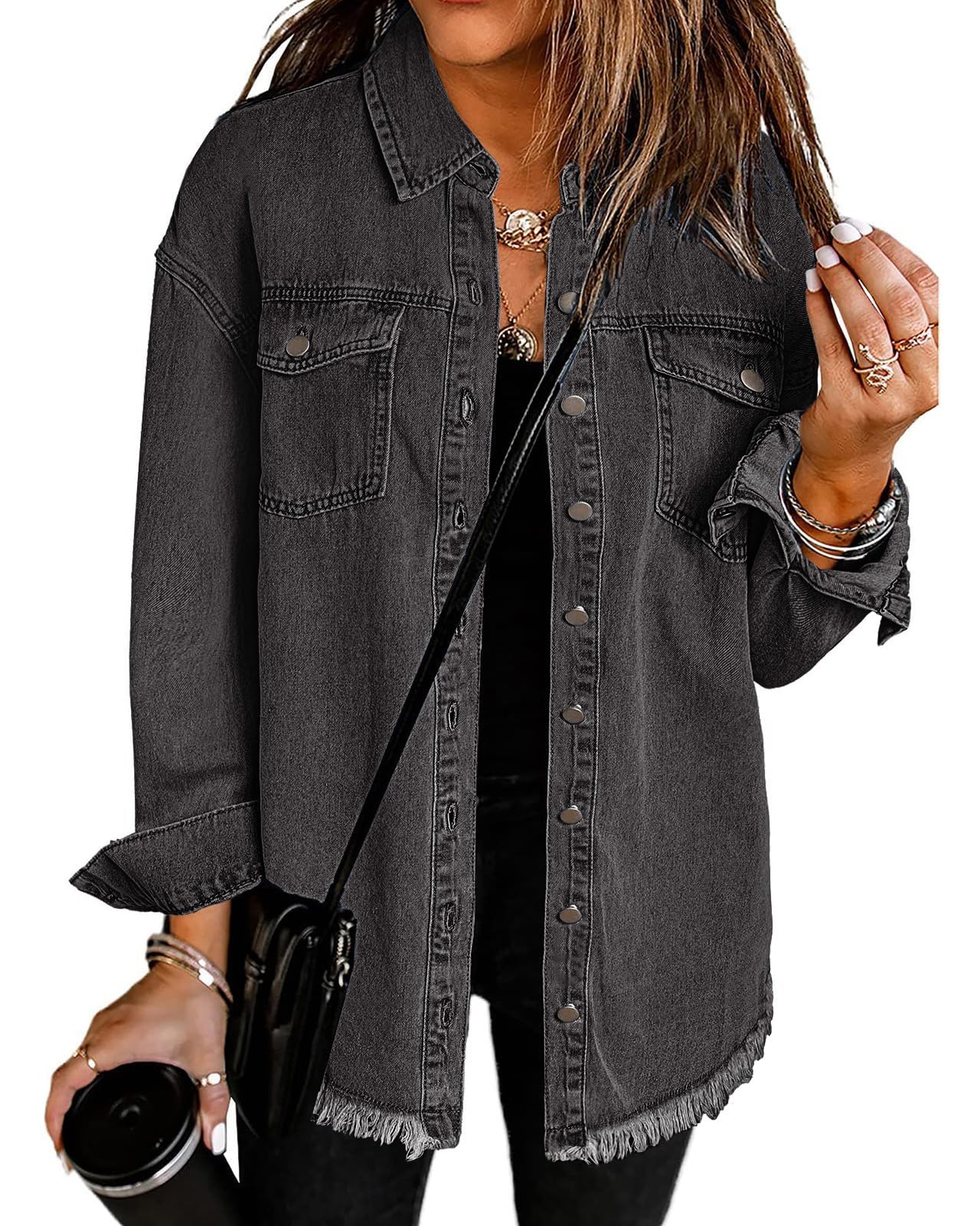 Women’s Casual Oversized Denim Shacket with Pockets – Fast Delivery - CasualFlowshop