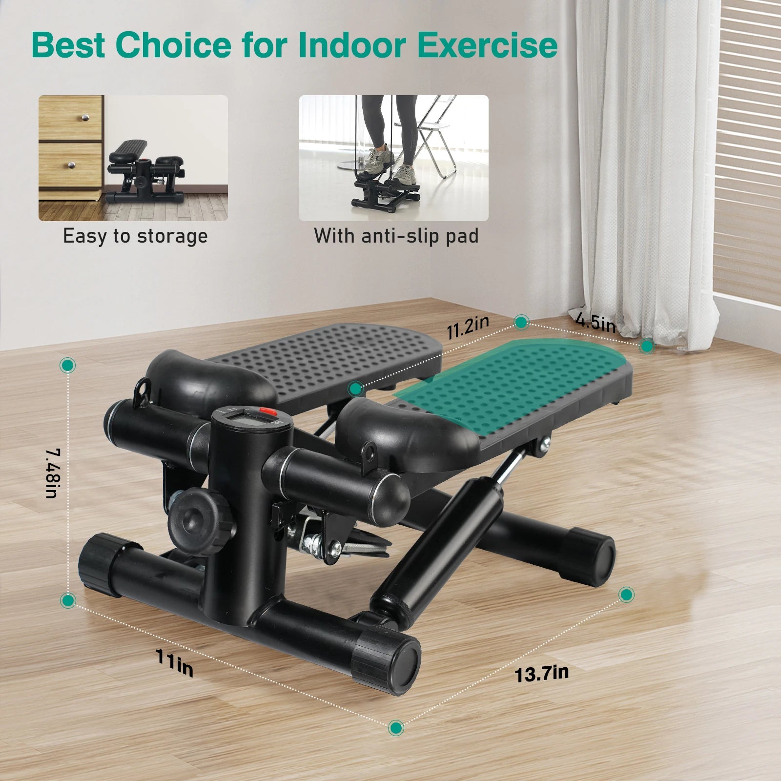 Mini Stair Stepper with LCD & Resistance Bands - CasualFlowshop