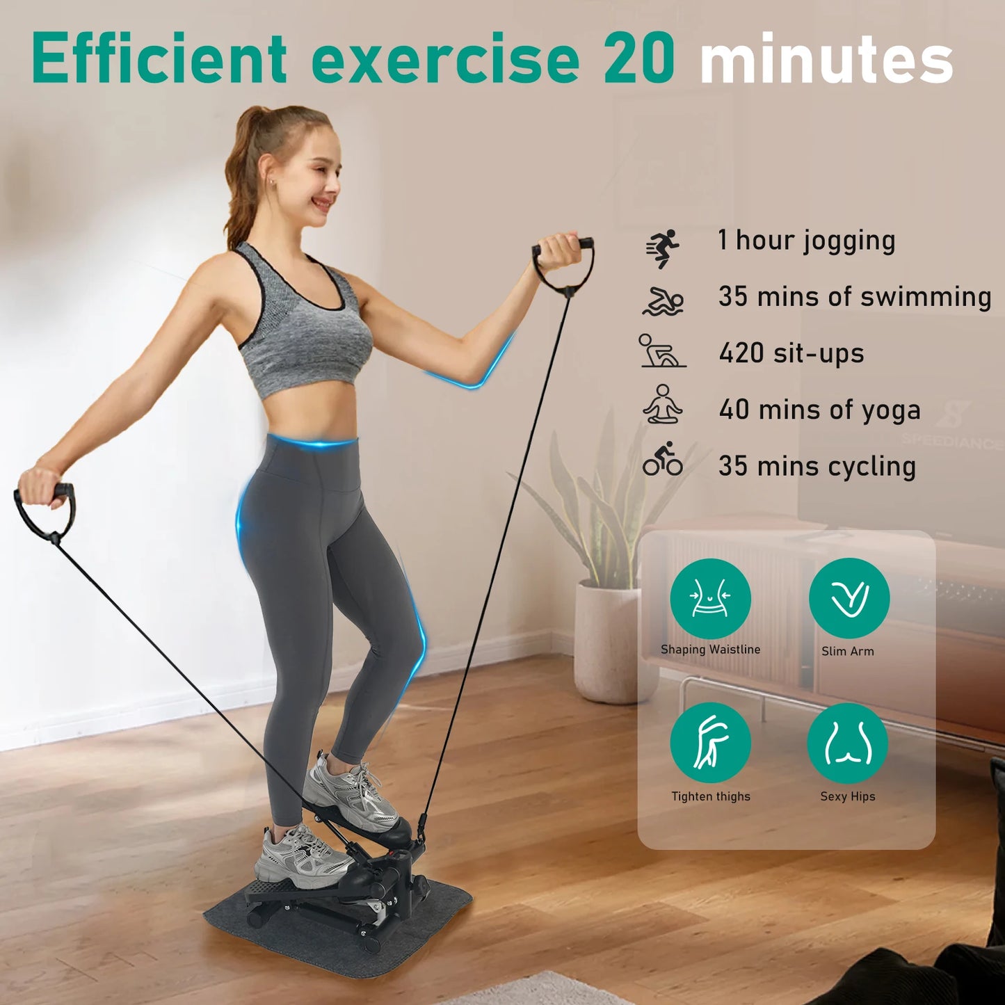 Mini Stair Stepper with LCD & Resistance Bands - CasualFlowshop