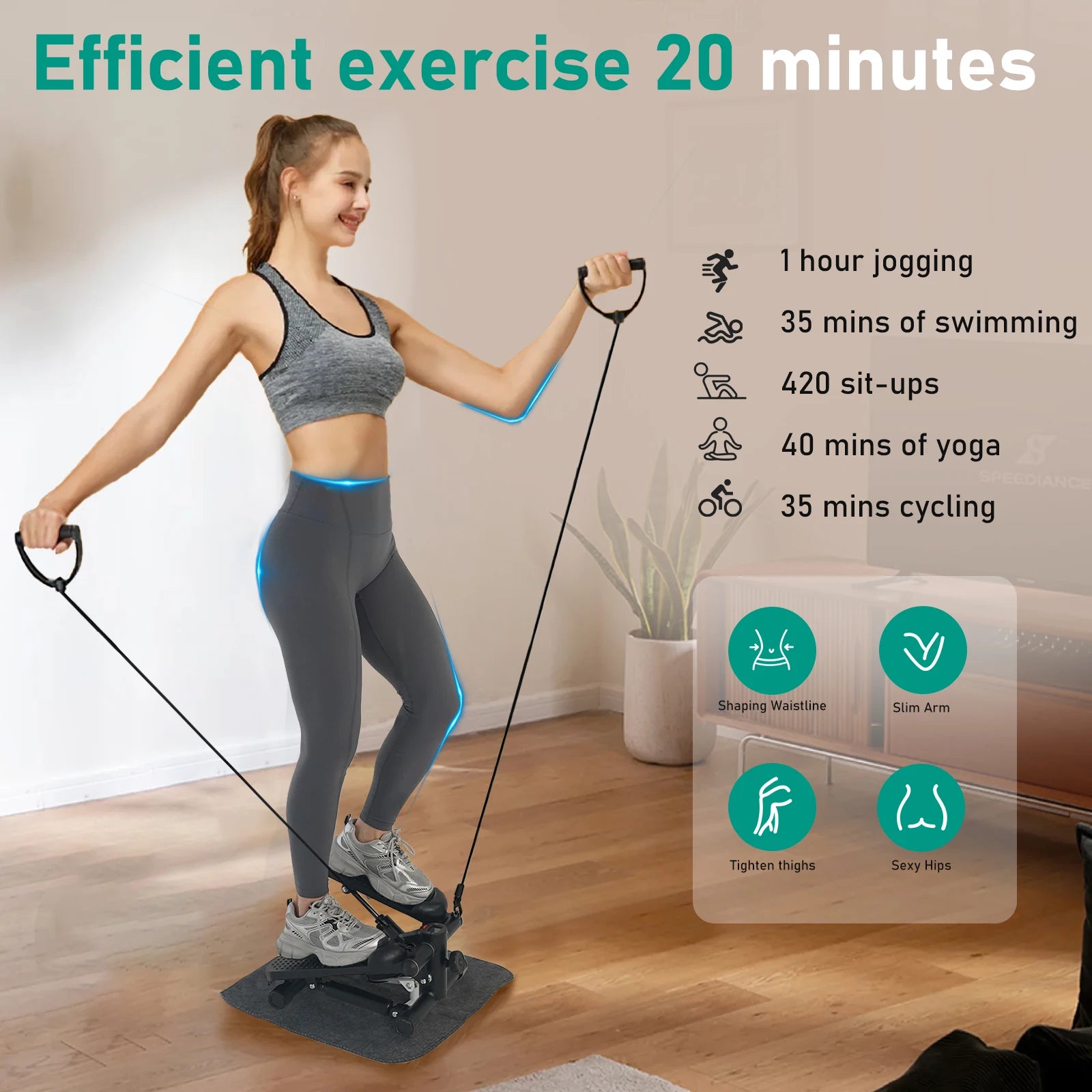 Mini Stair Stepper with LCD & Resistance Bands - CasualFlowshop