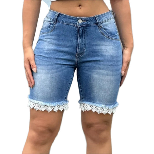 Women’s Blue Ripped Denim Shorts – Casual & Chic - CasualFlowshop
