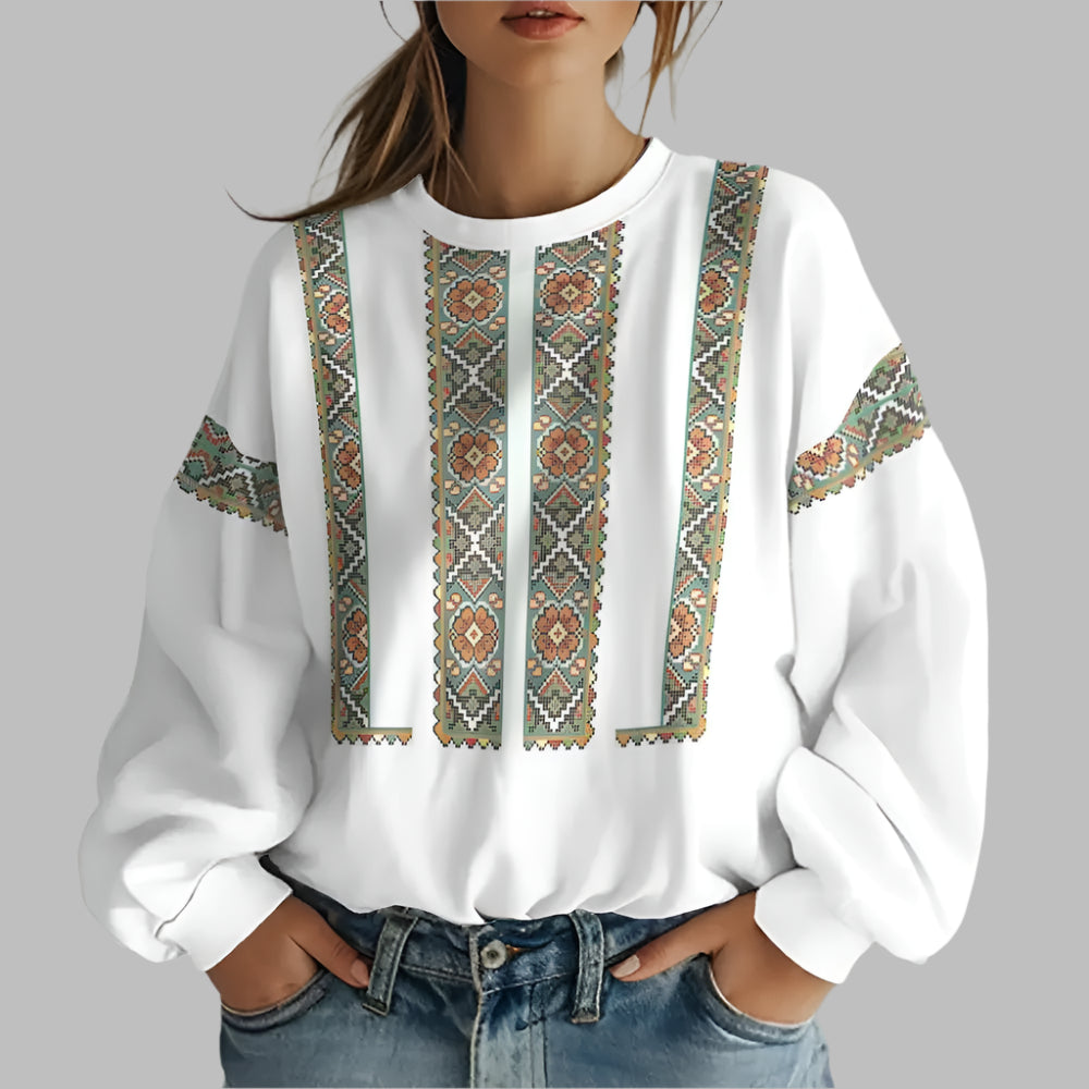 Image of Ukrainian Folk Print Oversized Hoodie at Casualflowshop