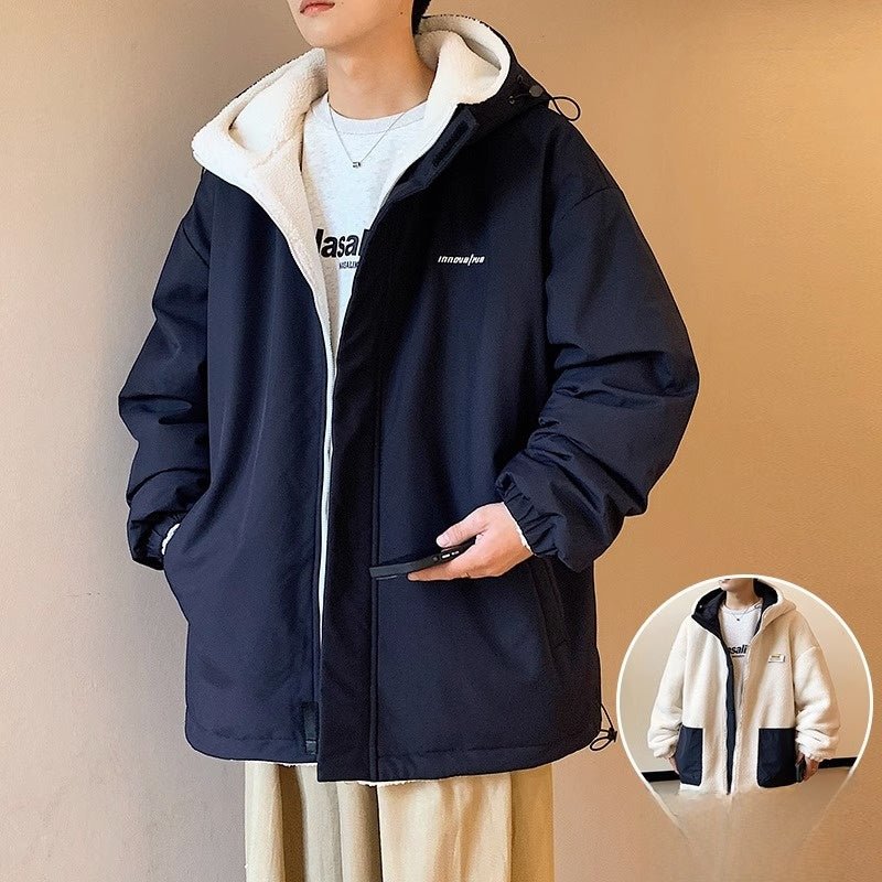 Men's Cashmere Winter Fleece Hooded Jacket - casualflowshop