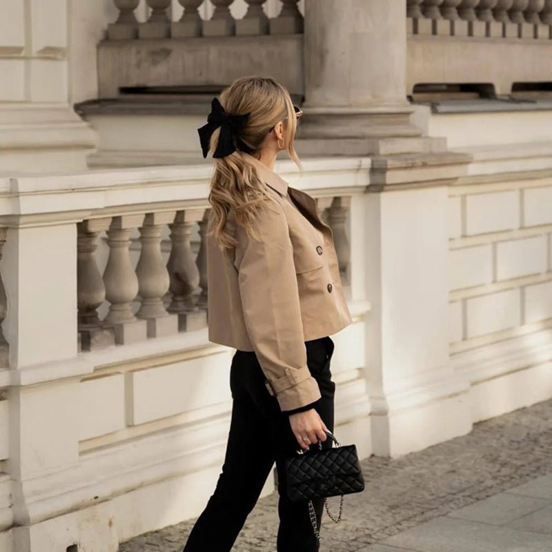 Women’s Cropped Trench Coat – Elegant Short Jacket for Autumn & Winter - CasualFlowshop
