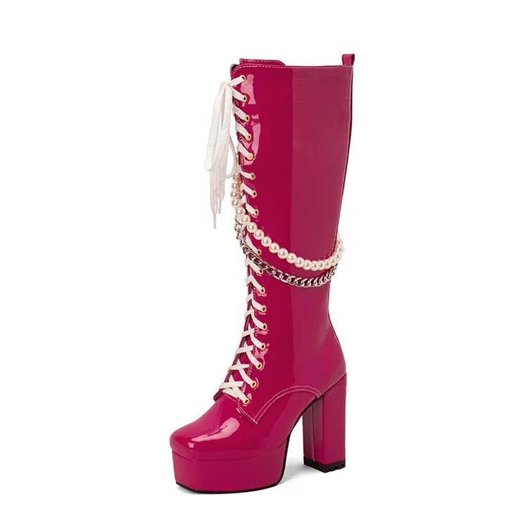 Over-the-knee high boots for women, sleek design, synthetic leather, block heel, versatile for casual and elegant outfits