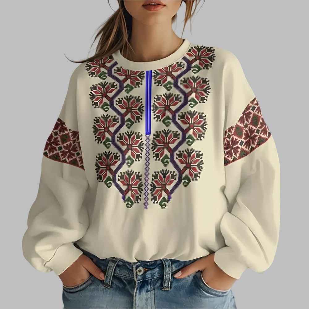 Image of Ukrainian Folk Print Oversized Hoodie at Casualflowshop